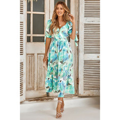 Women's Floral V-Neck Ruffle Midi Dress product
